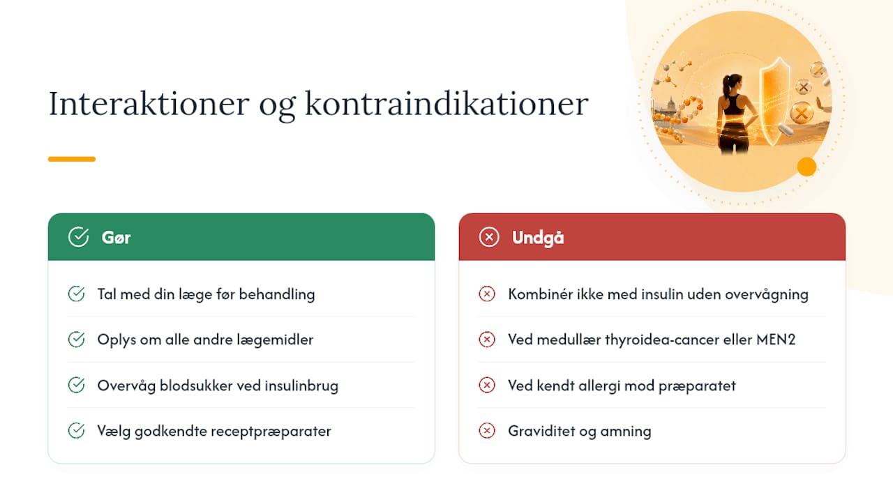 Interaktioner og kontraindikationer ved peptidbehandling — overview diagram