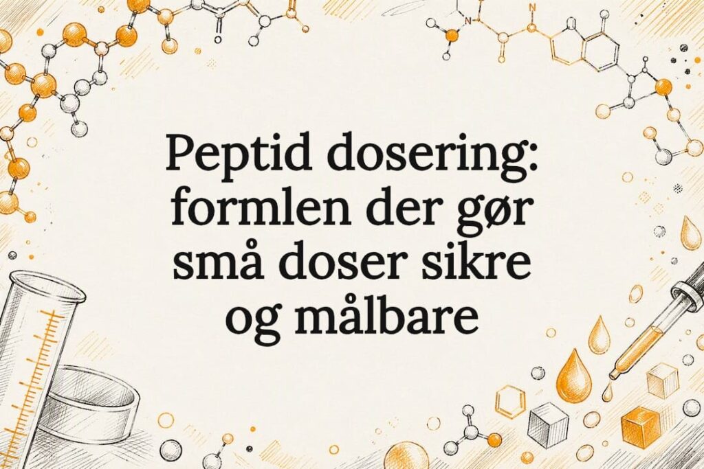 Dekorativ titelgrafik med molekylære doseringssymboler
