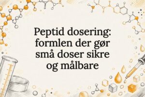 Dekorativ titelgrafik med molekylære doseringssymboler